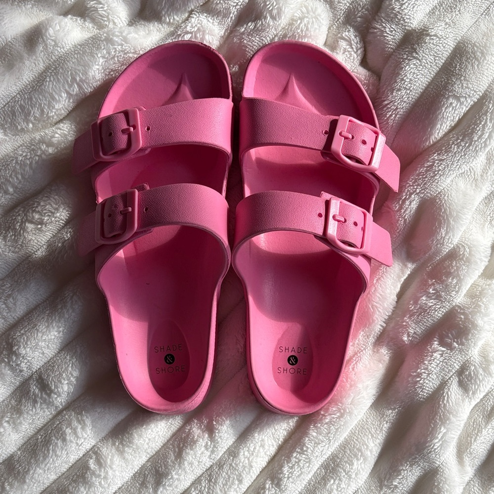 Shade & Shore Women’s Bright Pink Double-Strap Slides